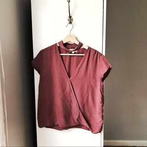 Cloth & Stone mauve faux wrap with choker neck